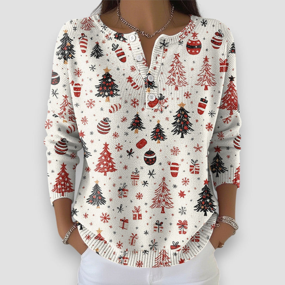 Evangalina | Women's Christmas Print Long Sleeve Sweater - Image 2