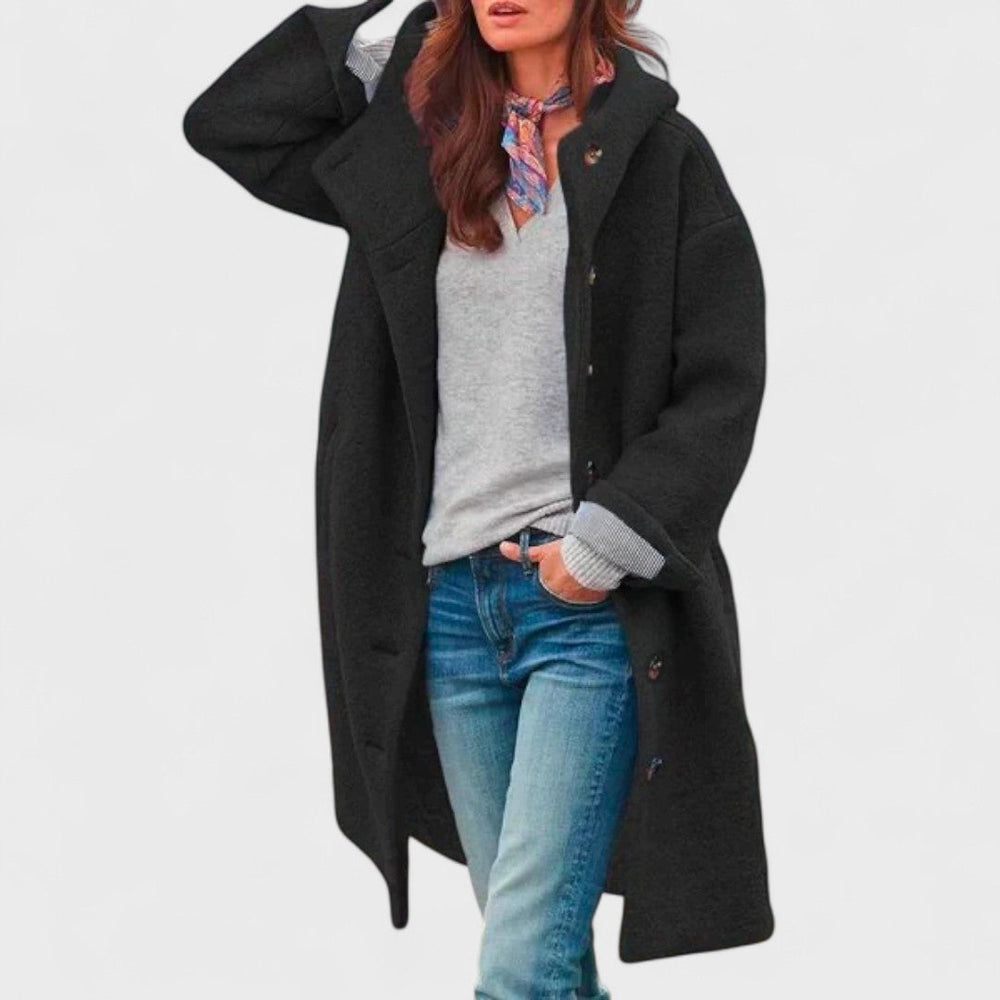 Evelina | Women's Hooded Long Sleeve Cardigan Coat - Image 2