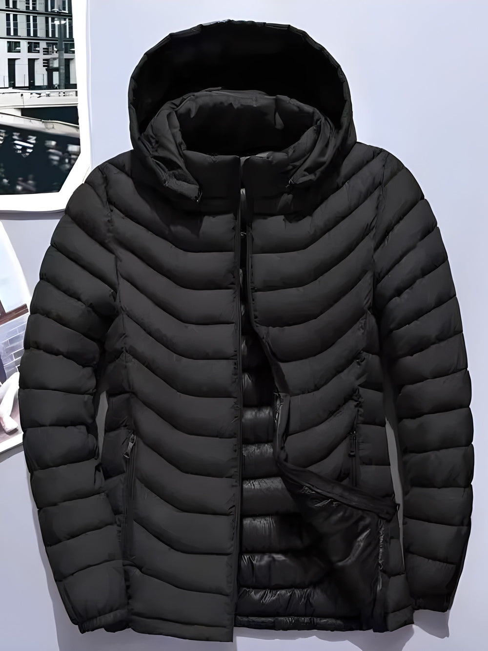 Fenmore | Men's Hooded Puffer Jacket - Black - Image 2