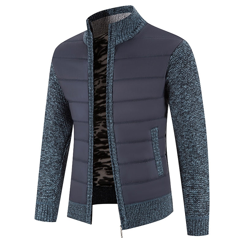 Fennick | Men's Quilted Zip-Up Cardigan - Dark Grey - Image 2
