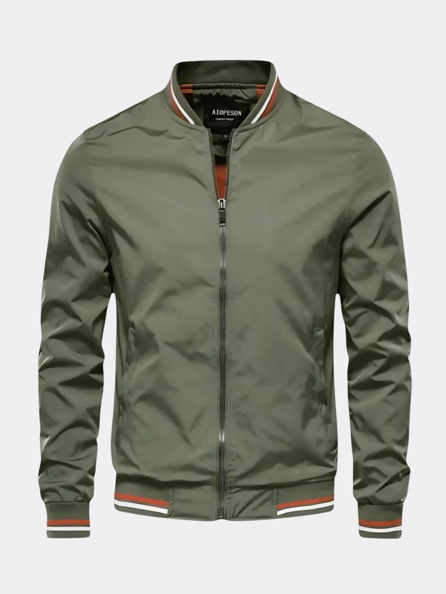 Fenwick | Men's Bomber Jacket Zip-Up - Olive Green - Image 1