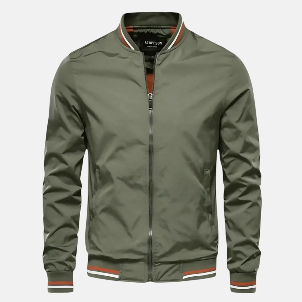 Fenwick | Men's Bomber Jacket Zip-Up - Olive Green - Image 2