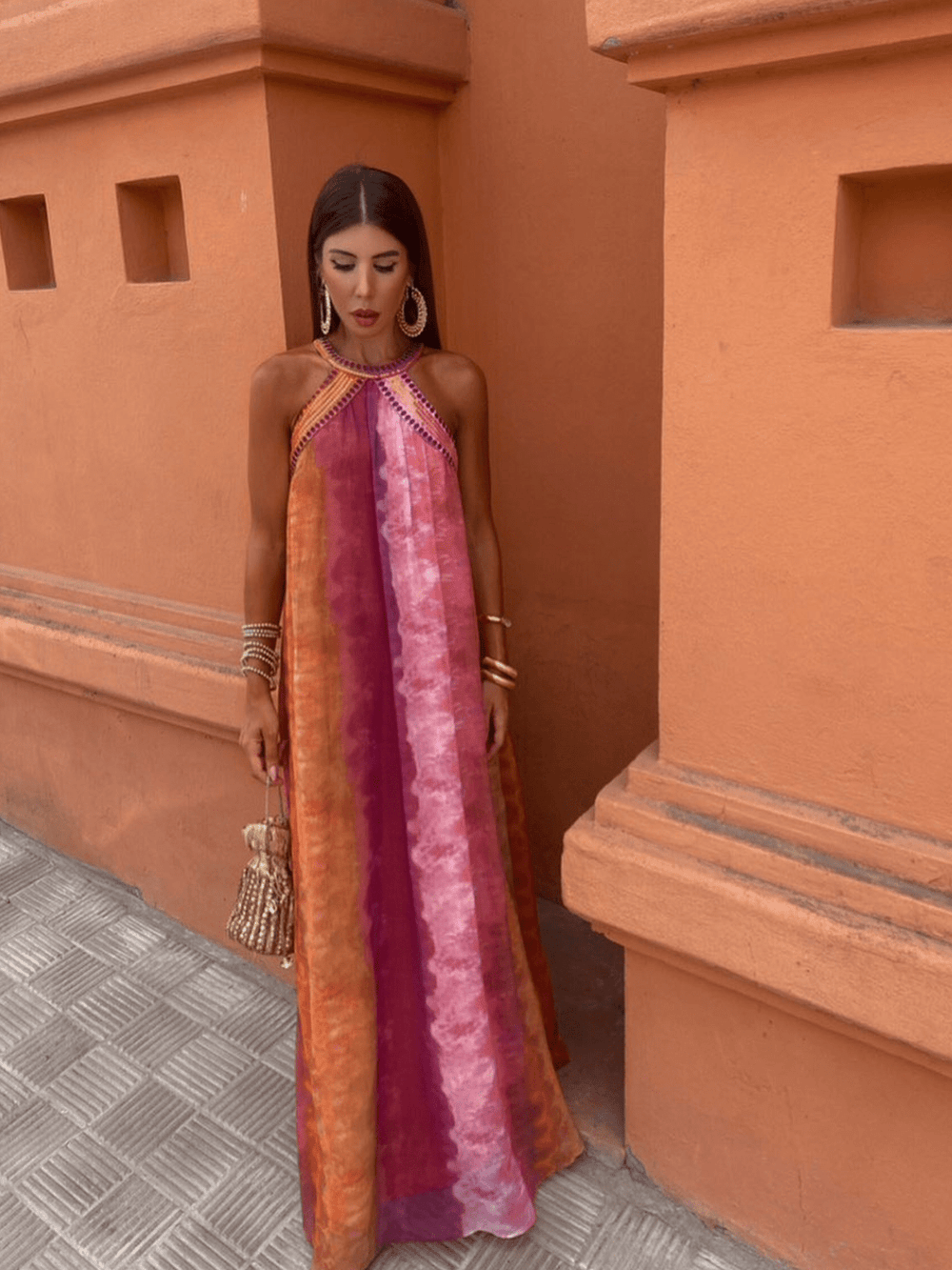 Fionnula | Women's Halter Neck Tie Dye Maxi Dress - Image 2