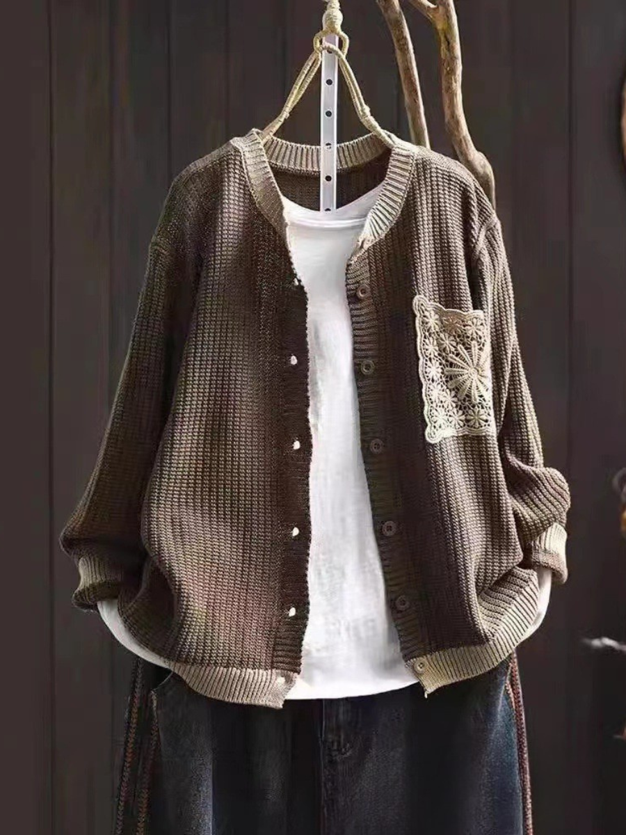 Florette | Women's Relaxed Fit Knit Cardigan - Brown - Image 1