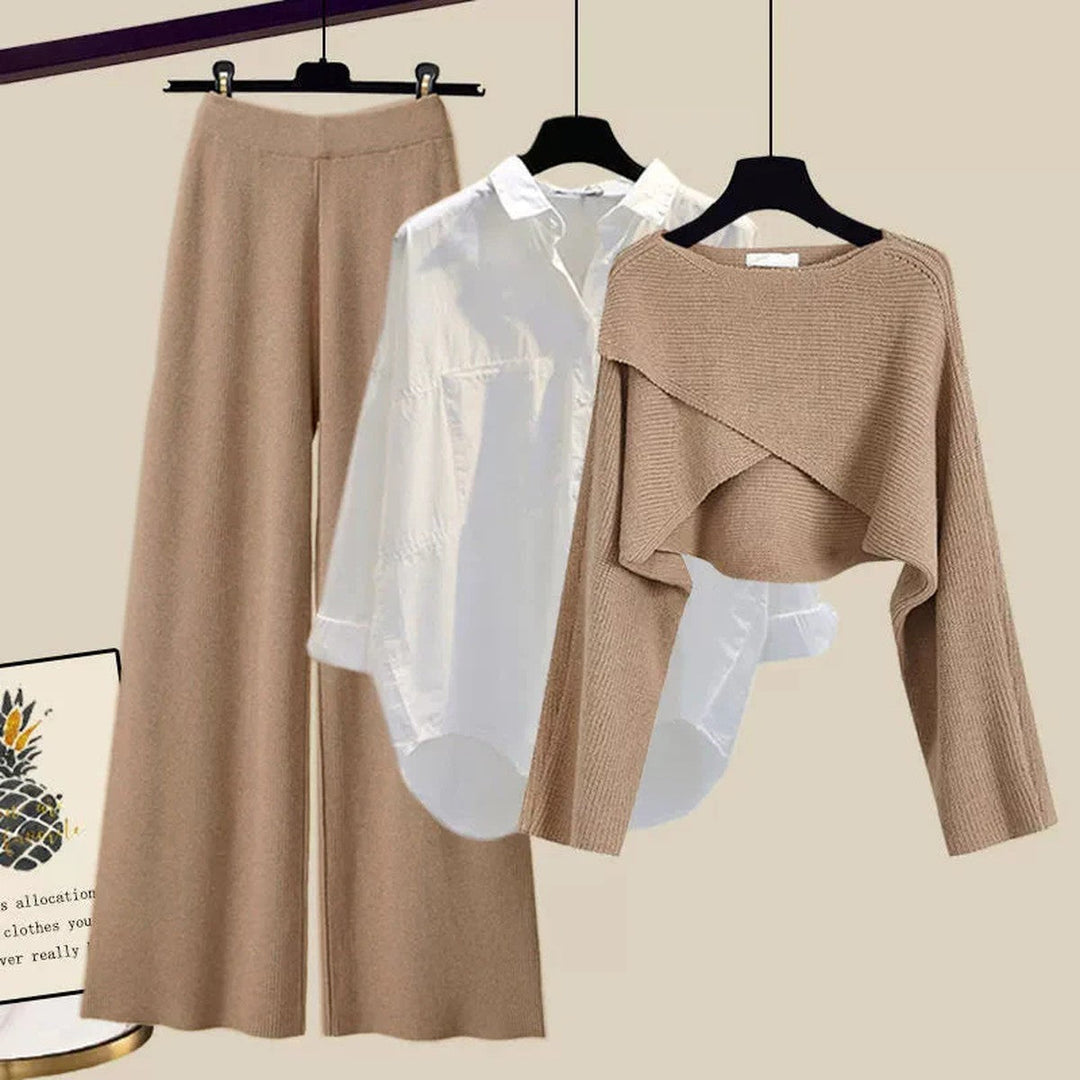 Florinda | Women's Cropped Knit Cardigan Three-Piece Set - Image 1