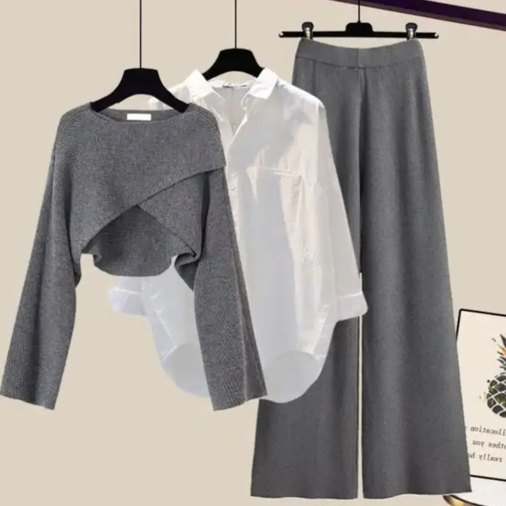 Florinda | Women's Cropped Knit Cardigan Three-Piece Set - Image 2