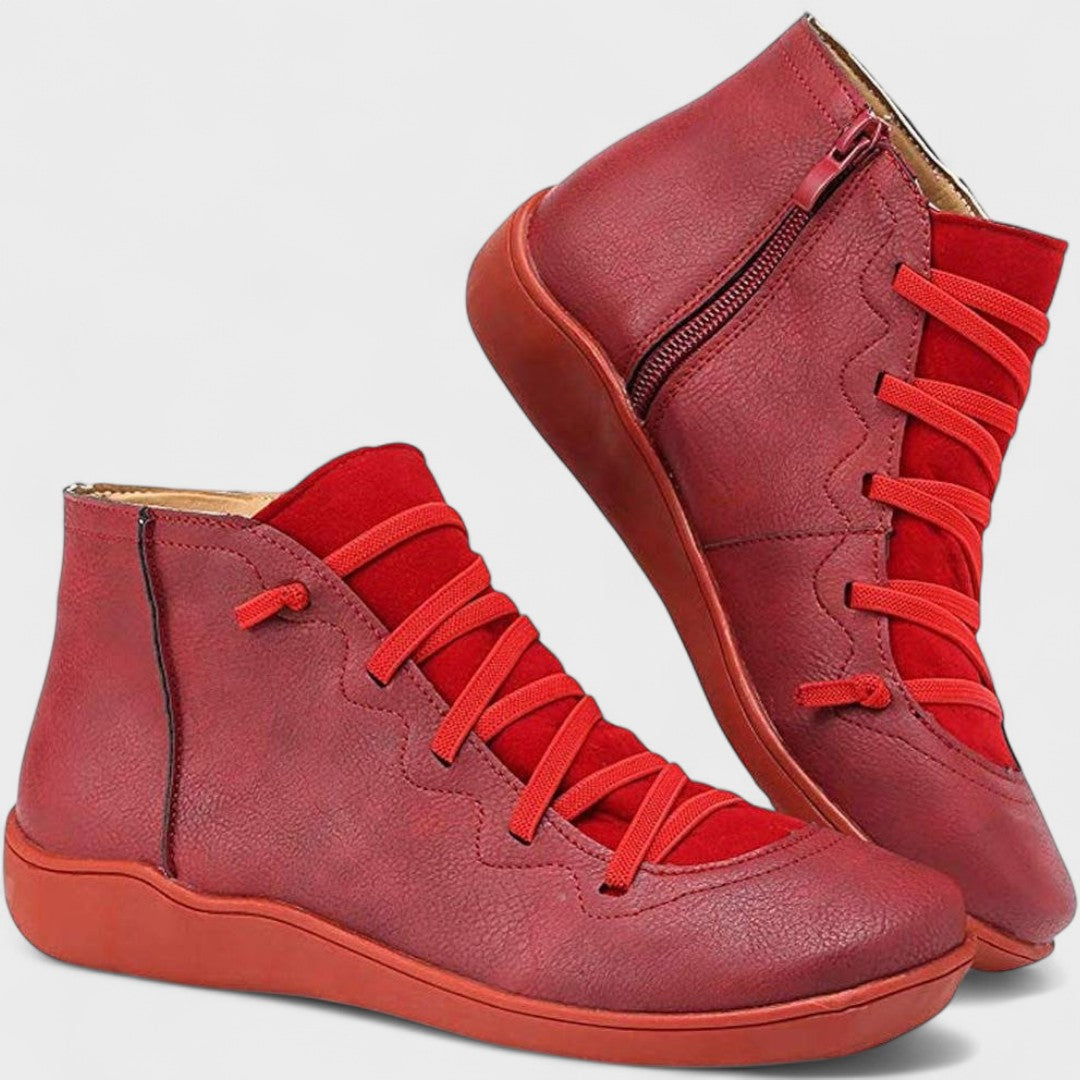 Florinda | Women's Lace-Up Ankle Boots - Red - Image 1