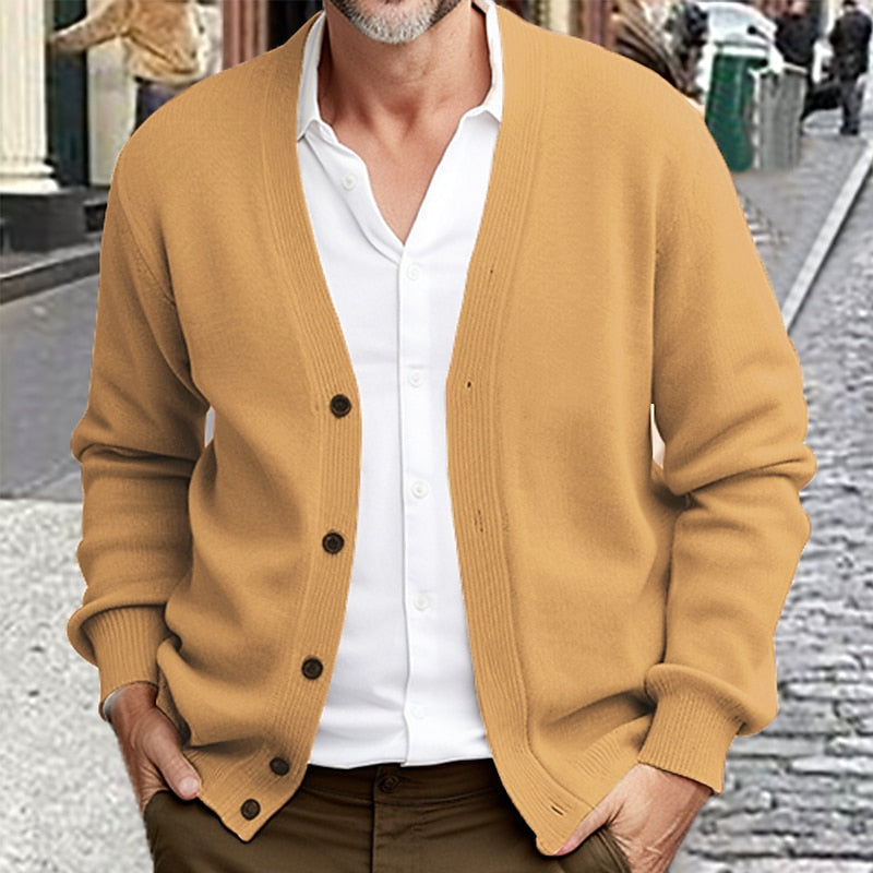 Garveth | Men's Button-Front Cardigan Sweater - Red - Image 2
