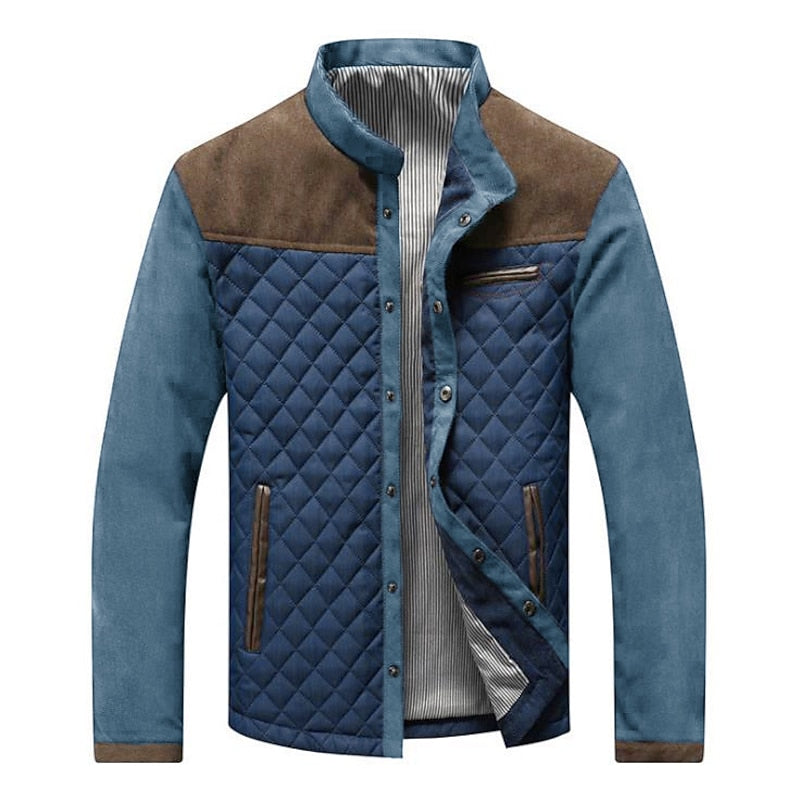 Garvyn | Men's Quilted Stand Collar Jacket - Navy - Image 2