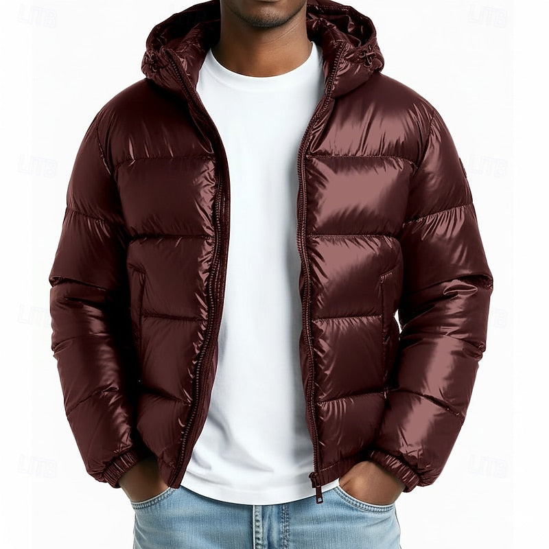Gavren | Men's Hooded Puffer Jacket | Quilted Winter Coat - Olive Green - Image 2