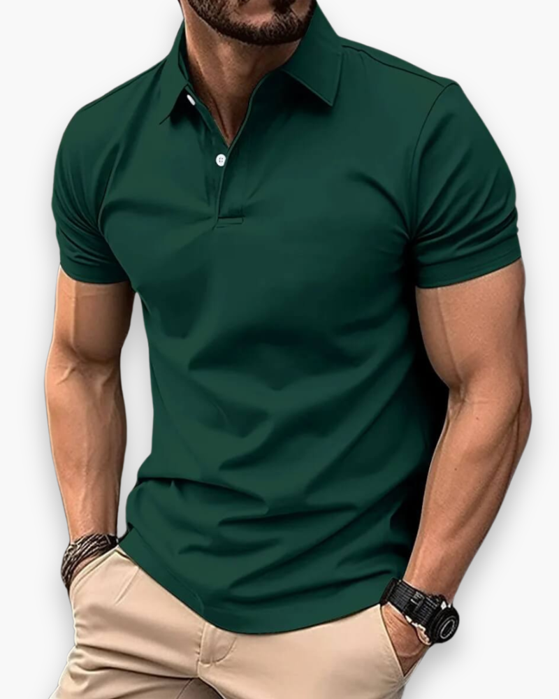 Gavric | Men's Slim Fit Short Sleeve Polo Shirt - Dark Green - Image 1
