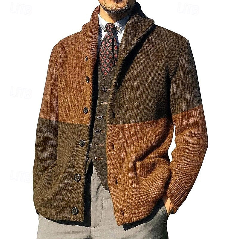 Gideon | Men's Colour Block Cardigan Sweater - Image 1