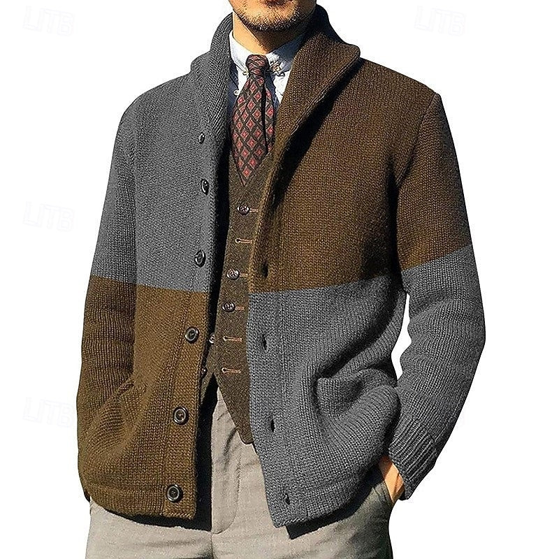 Gideon | Men's Colour Block Cardigan Sweater - Image 2