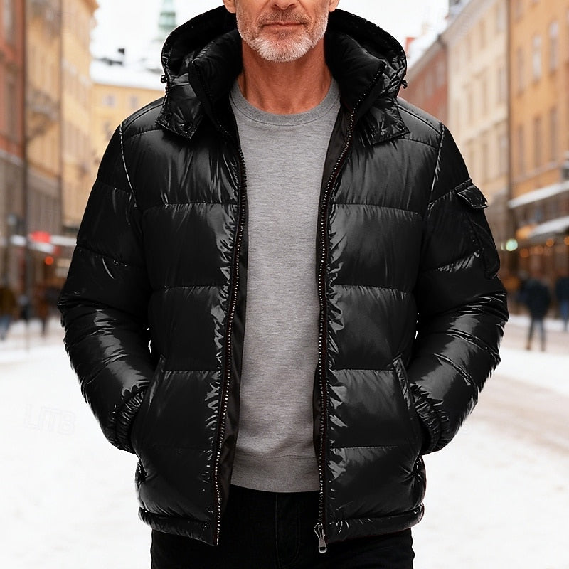 Grantford | Men's Hooded Puffer Jacket Winter Coat - Red - Image 2