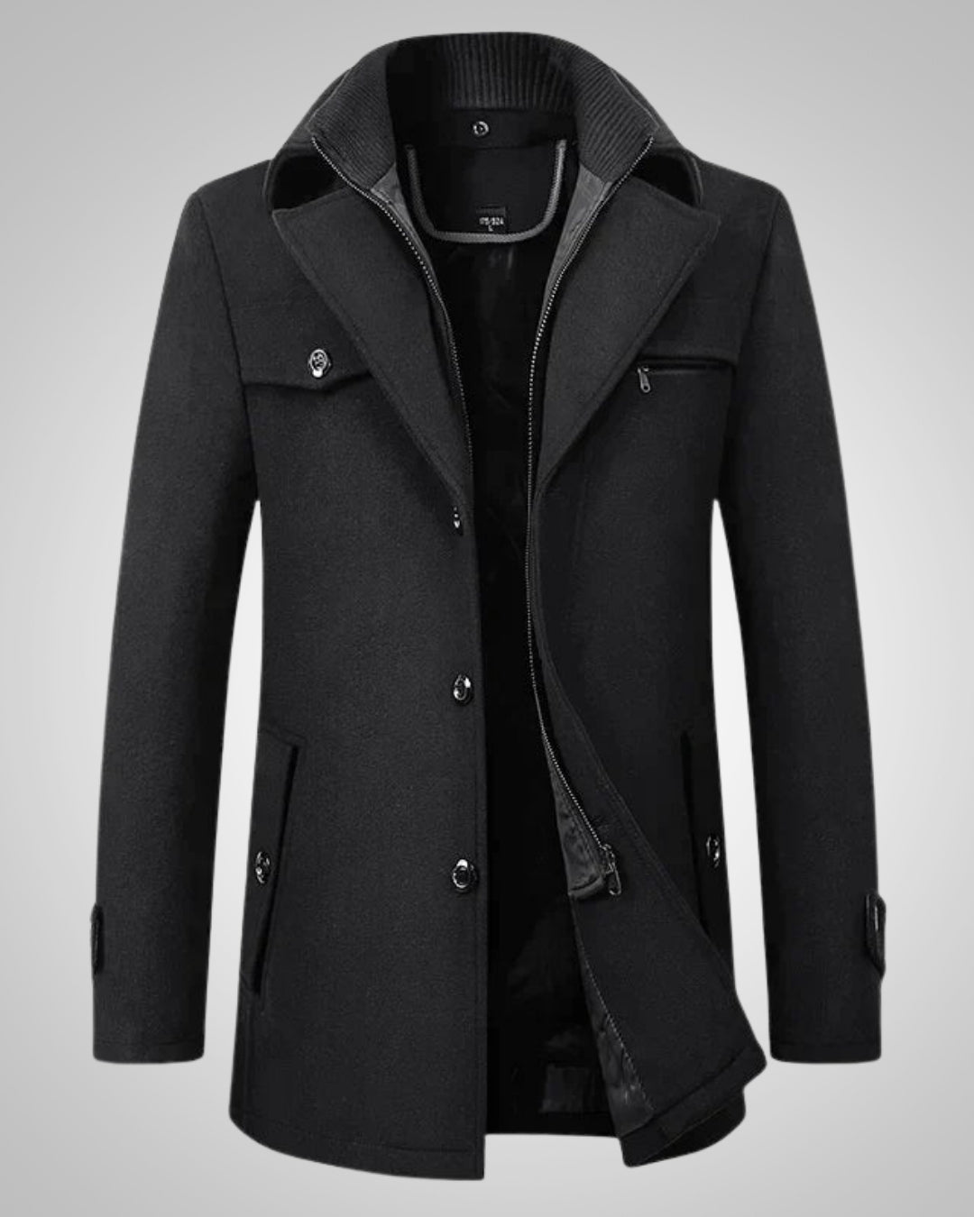 Grenwick | Men's Winter Overcoat Knit Collar - Image 1