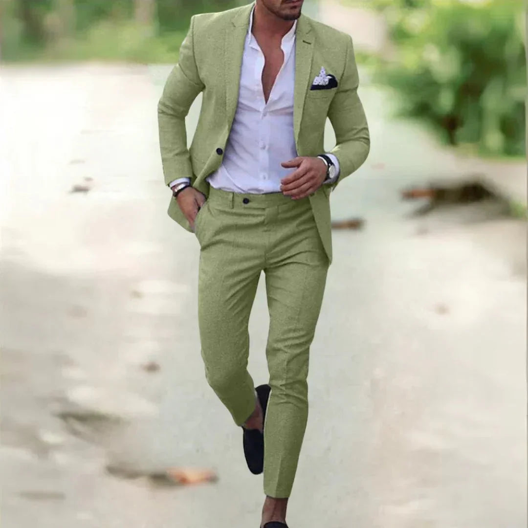 Hadrian | Men's Two-Piece Slim Fit Suit - Light Green - Image 1