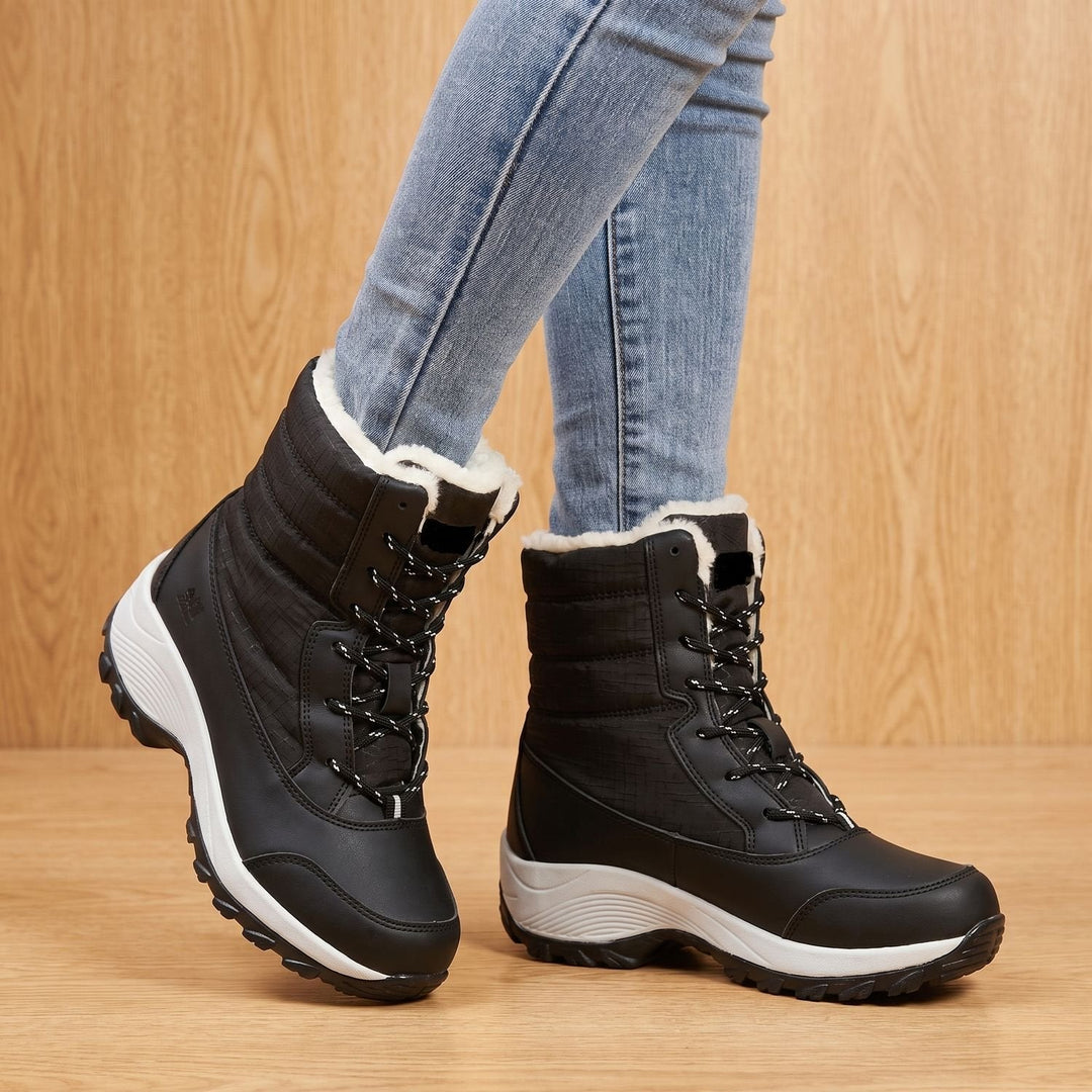Halverne | Women's Winter Snow Boots Faux-Fur Lined - Black - Image 1