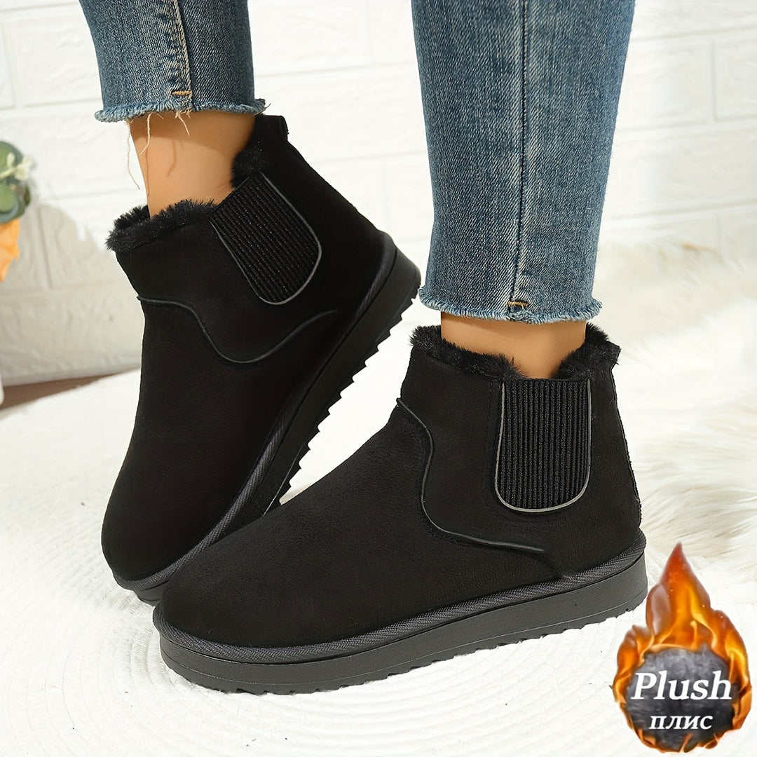 Halvine | Women's Plush-Lined Winter Ankle Boots - Black - Image 1
