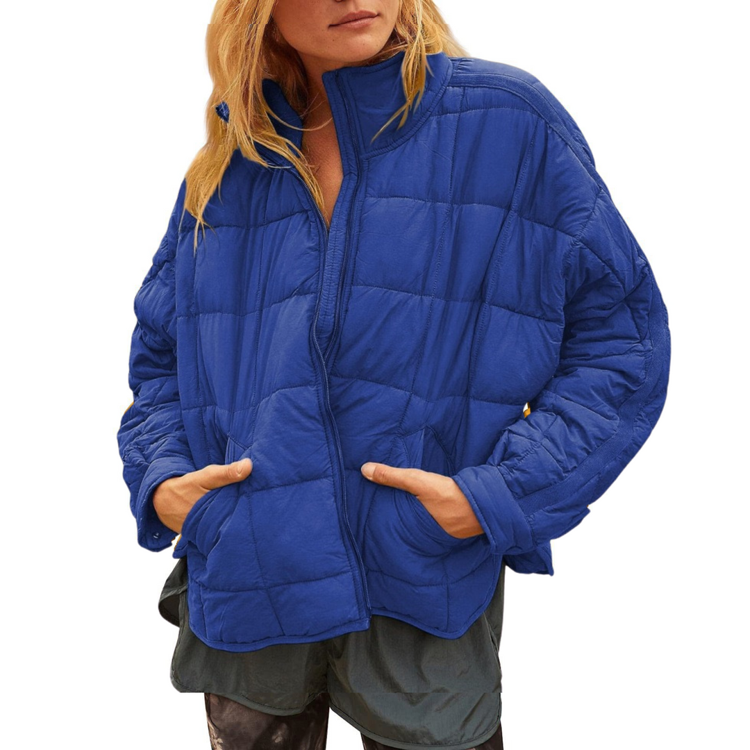 Halvine | Women's Quilted Puffer Jacket - Royal Blue - Image 1
