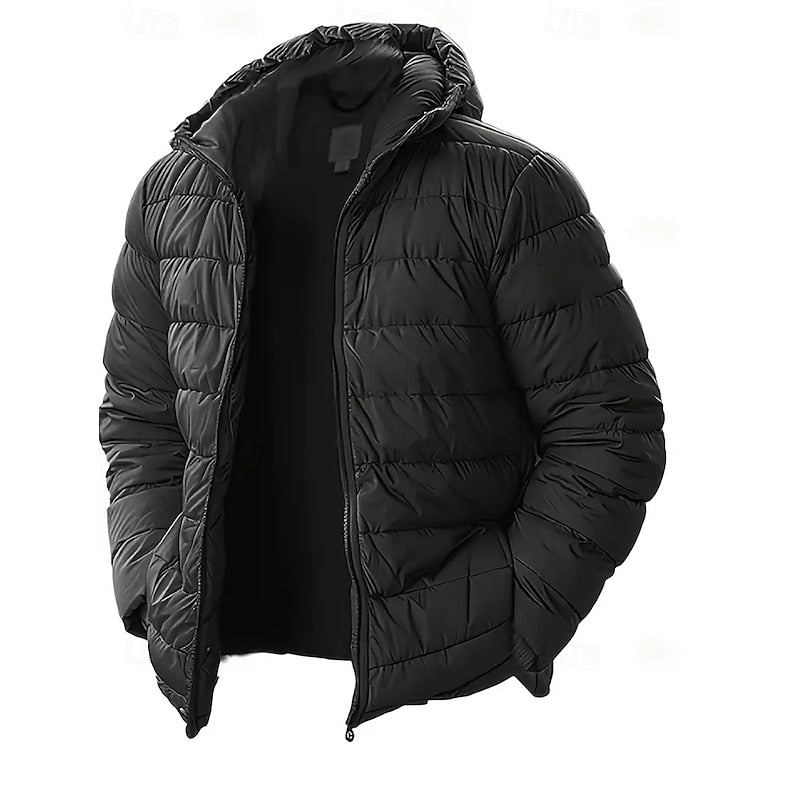 Halvorn | Men's Hooded Quilted Puffer Jacket - Black - Image 1