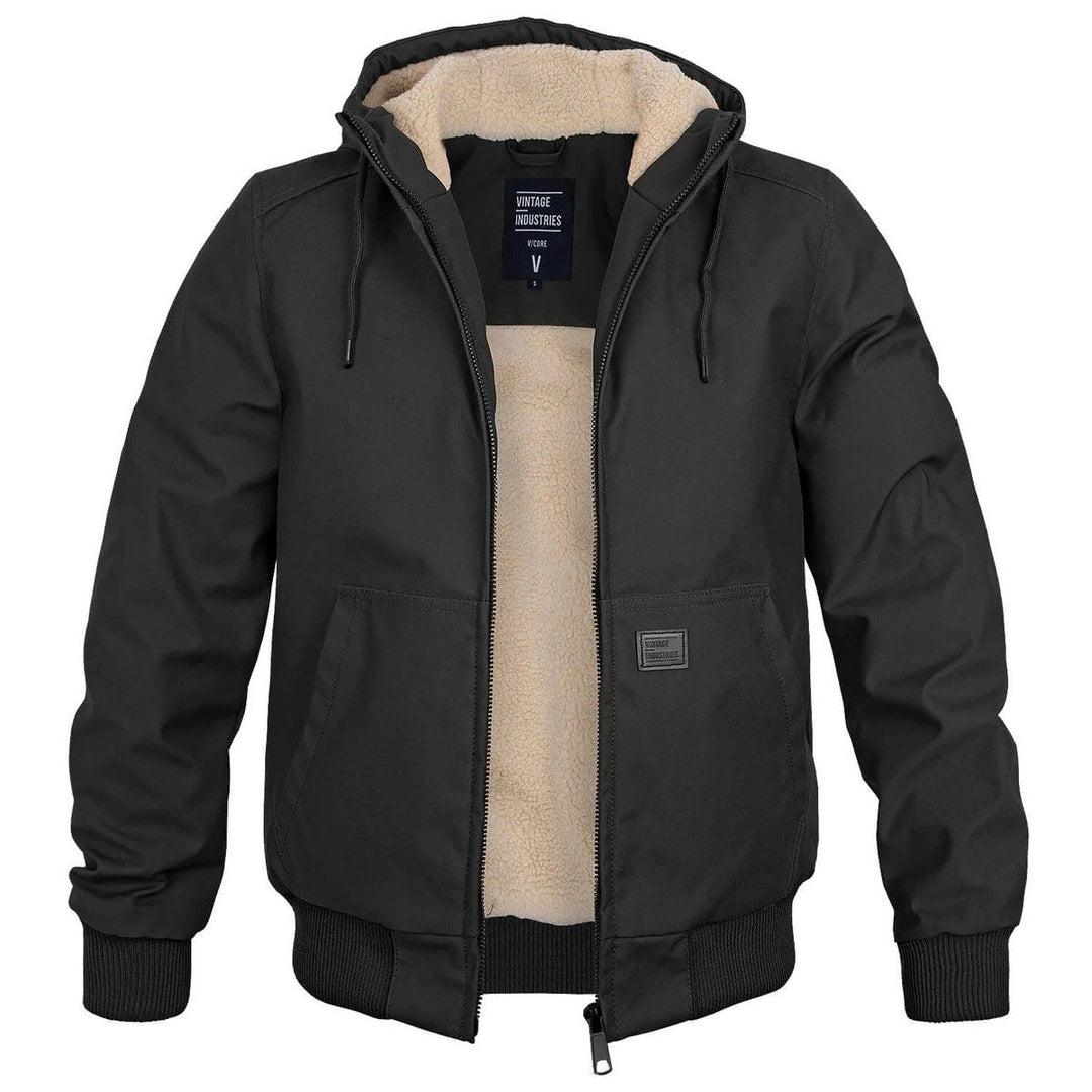 Halvorn | Men's Hooded Sherpa-Lined Winter Jacket - Black - Image 1