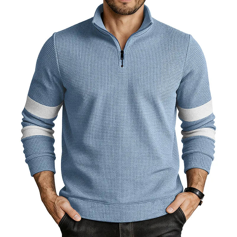 Halvorn | Men's Knit Quarter-Zip Sweater - Light Blue - Image 1