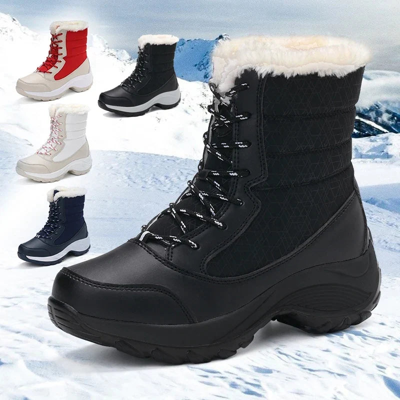 Halvynn | Women's Faux Fur Lined Winter Snow Boots - Black - Image 2