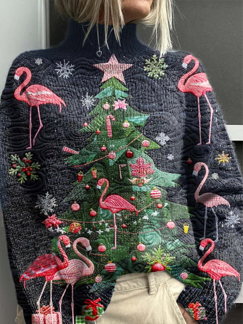 Iphigenia | Women's Holiday Flamingo Christmas Sweater - Image 1
