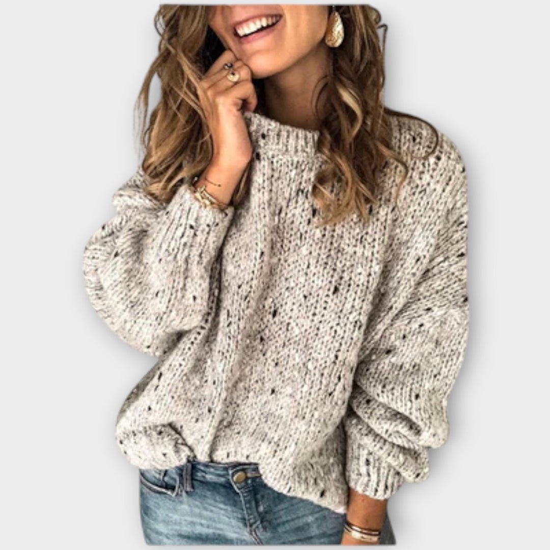 Isolde | Women's Relaxed Knit Pullover Sweater - Cream - Image 1