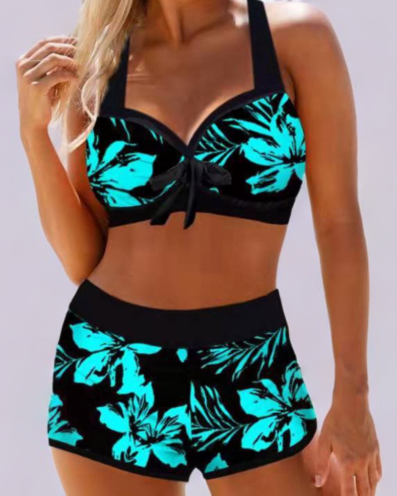 Josephine | Women's High Waist Floral Bikini Set - Turquoise - Image 1