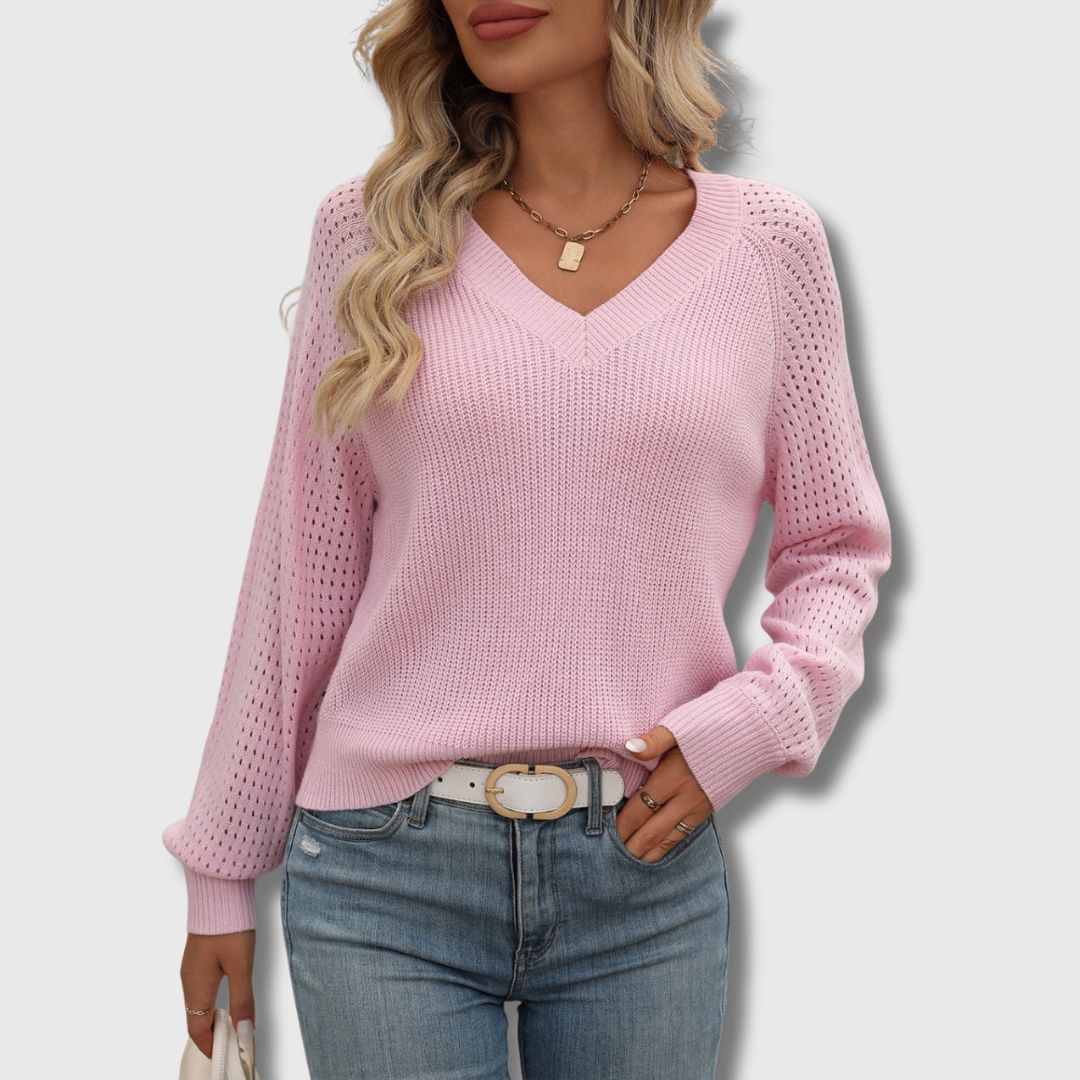 Juliana | Women's V-Neck Long Sleeve Sweater - Image 1