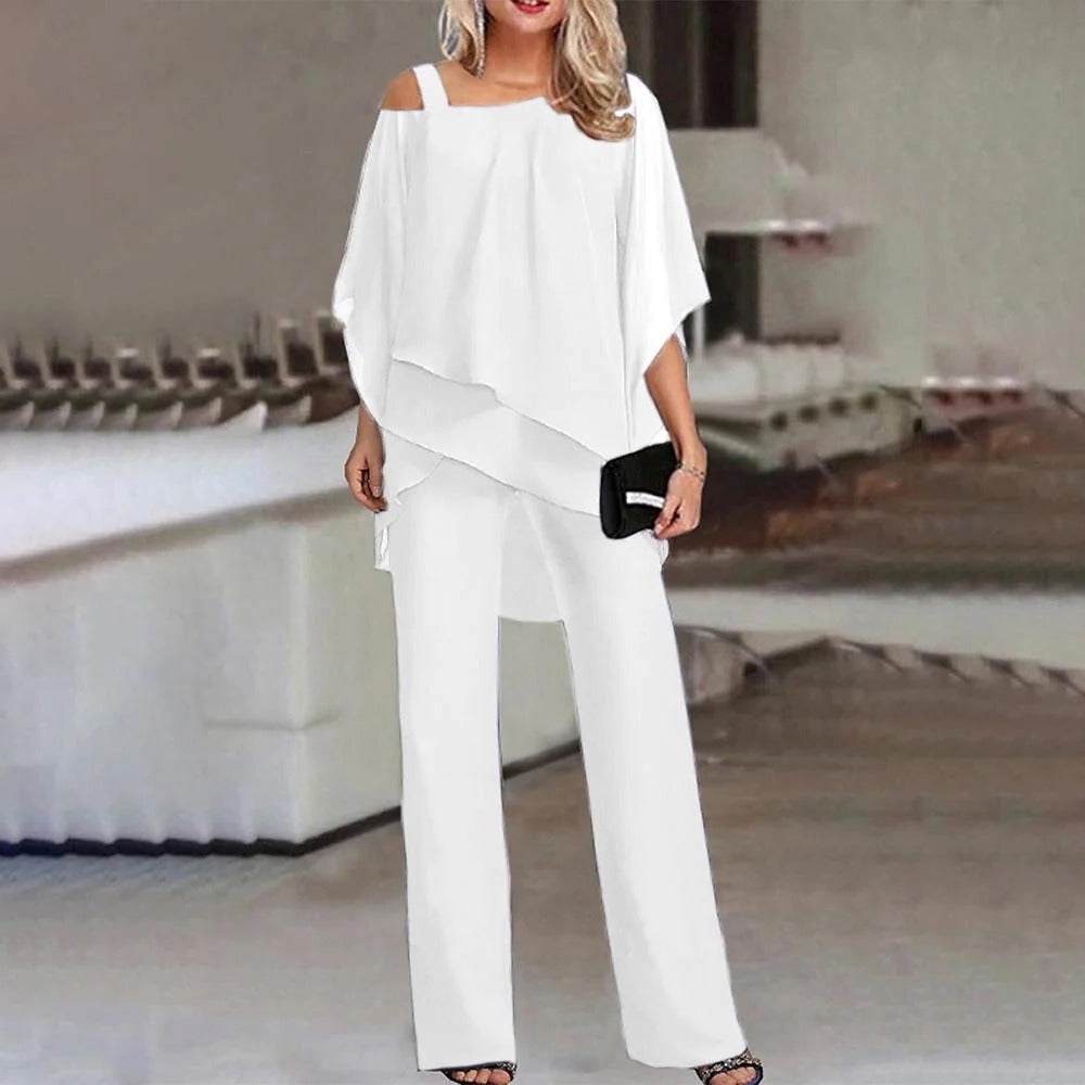 Juliette | Women's Cold Shoulder Wide Leg Jumpsuit - Image 2