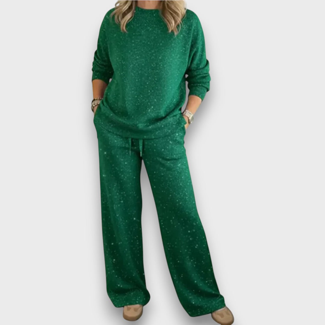 Juniper | Women's Green Spotted Long Sleeve Lounge Set - Image 1