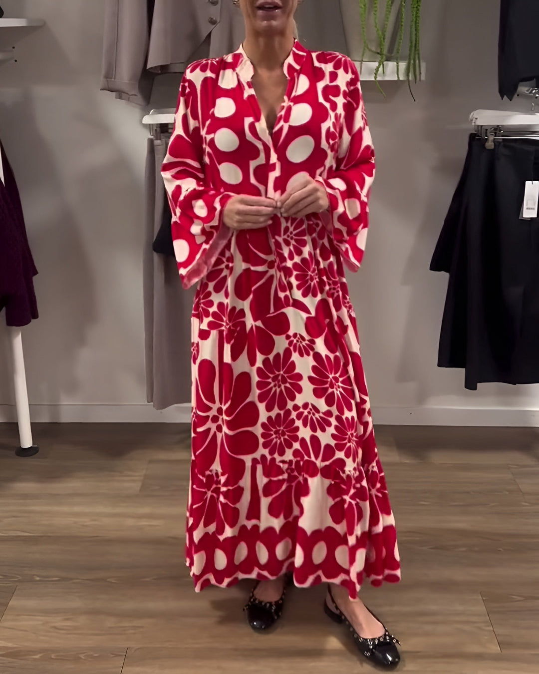 Junipera | Women's Floral Wrap Maxi Dress - Red - Image 1
