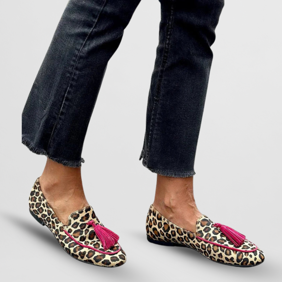 Kiara | Women's Leopard Print Tassel Loafer - Floral - Image 1