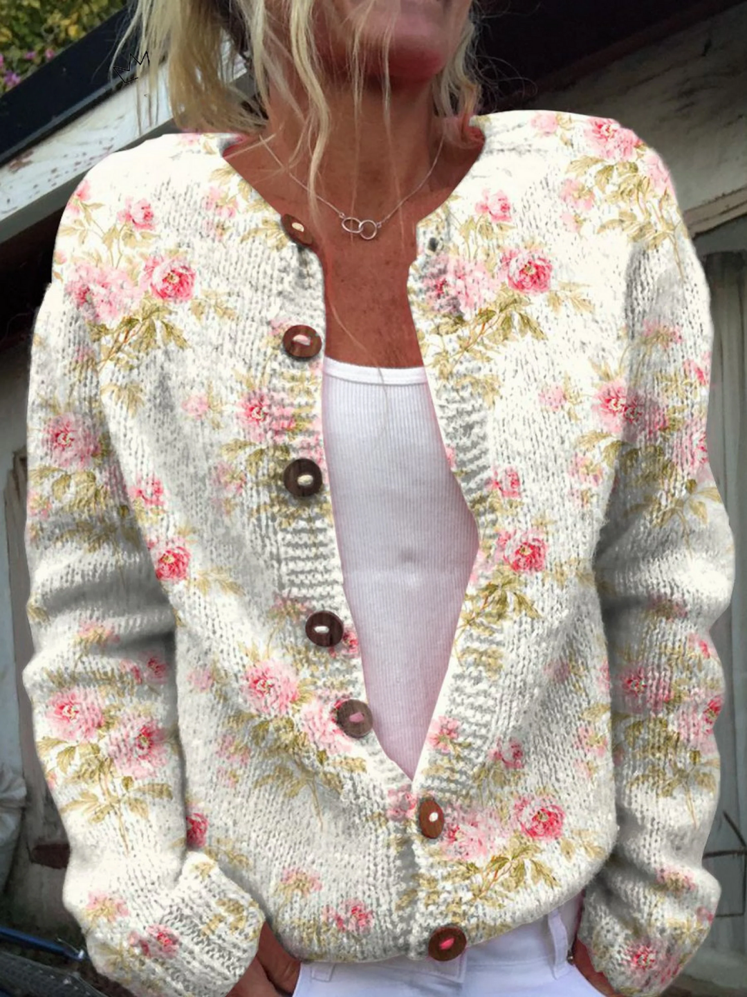 Linnara | Women's Floral Button-Up Cardigan Sweater - Floral - Image 1