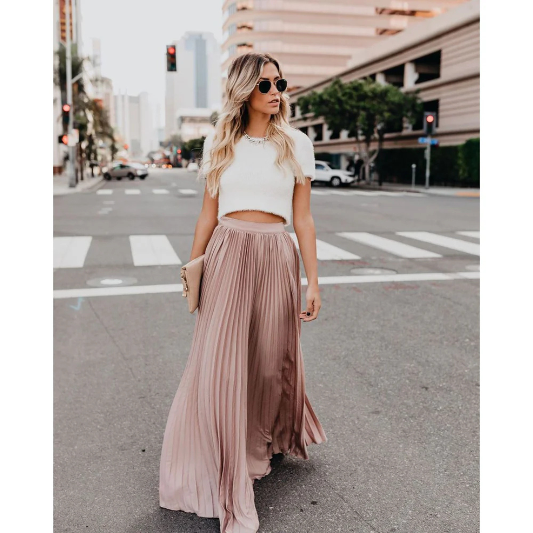 Liora | Women's High Waist Pleated Maxi Skirt - Image 1