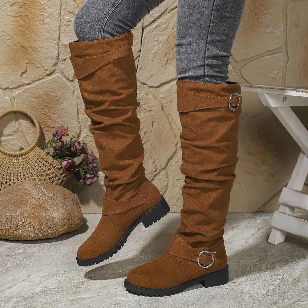 Lorvaine | Women's Slouchy Knee-High Boots - Grey - Image 2