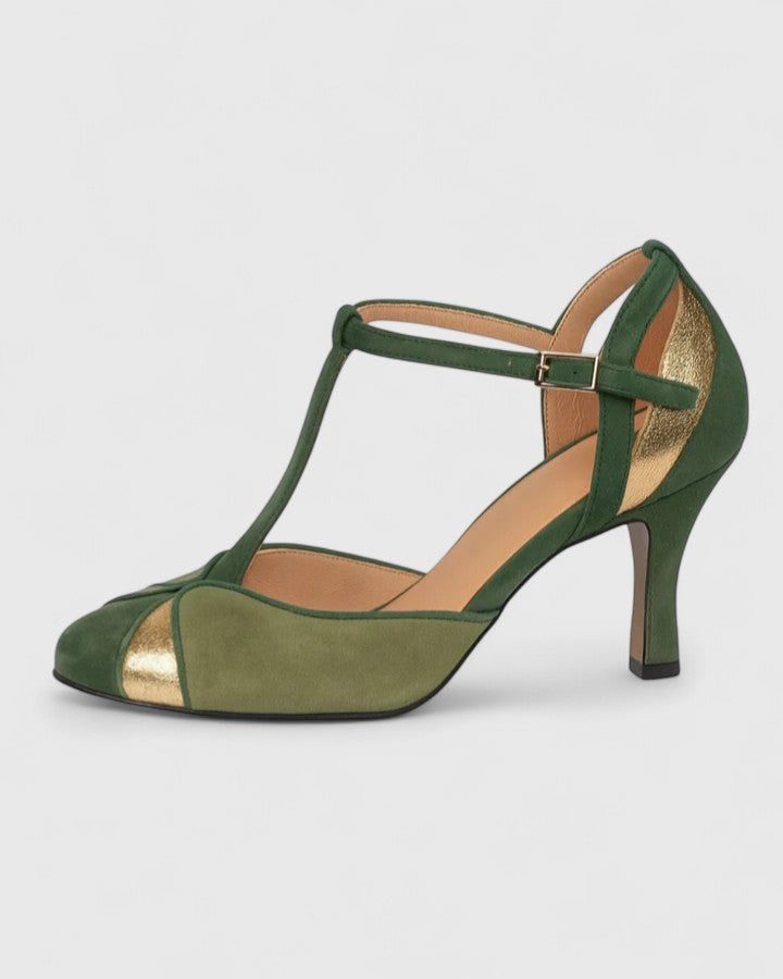 Lovina | Women's T-Bar Ankle Strap Stiletto Heel - Green - Image 2