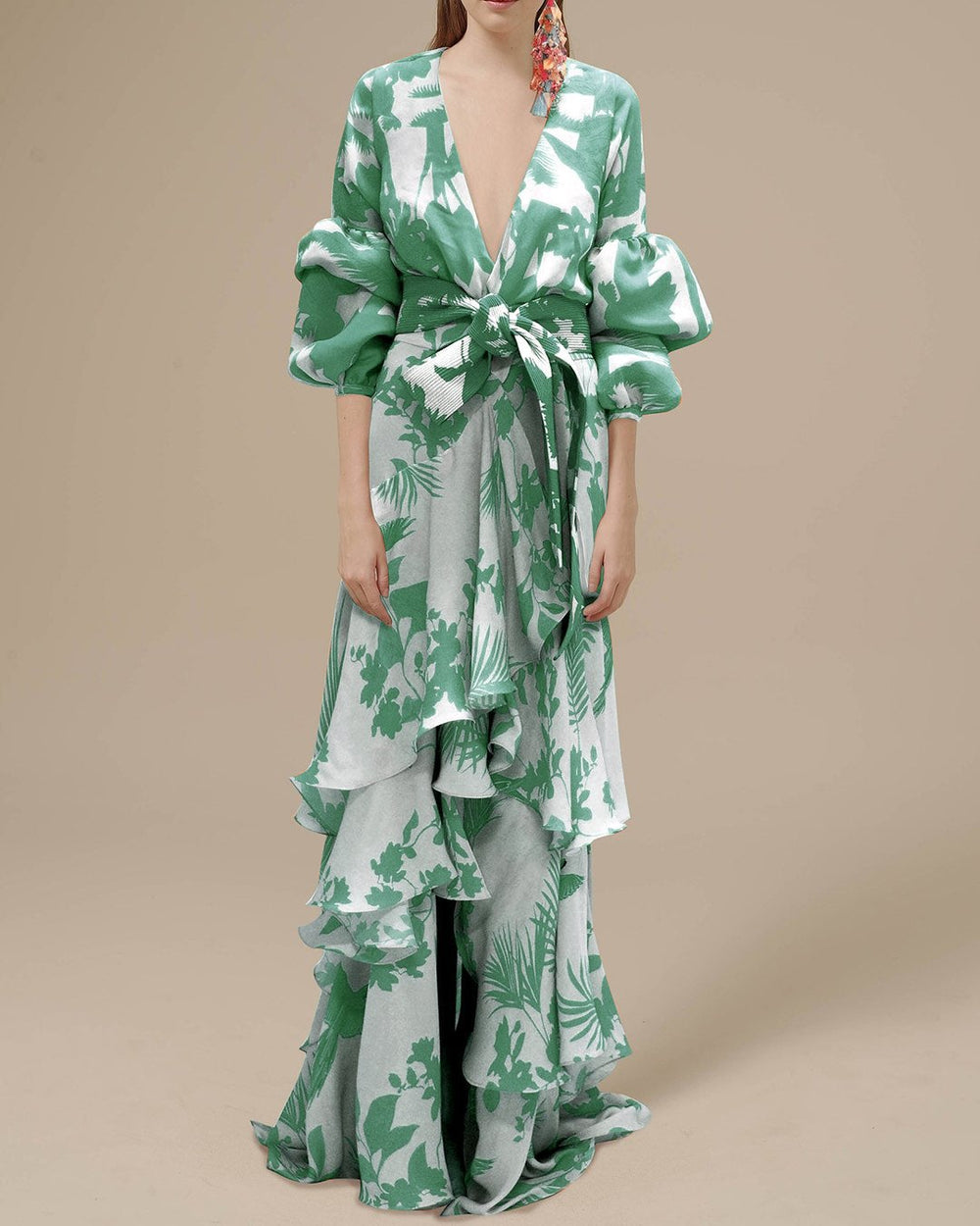 Lysanne | Women's Floral Wrap Puff Sleeve Maxi Dress - Floral - Image 2
