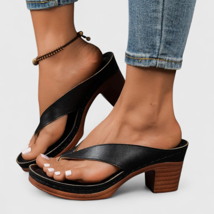 Lysithea | Women's Block Heel Platform Thong Sandals - Image 1