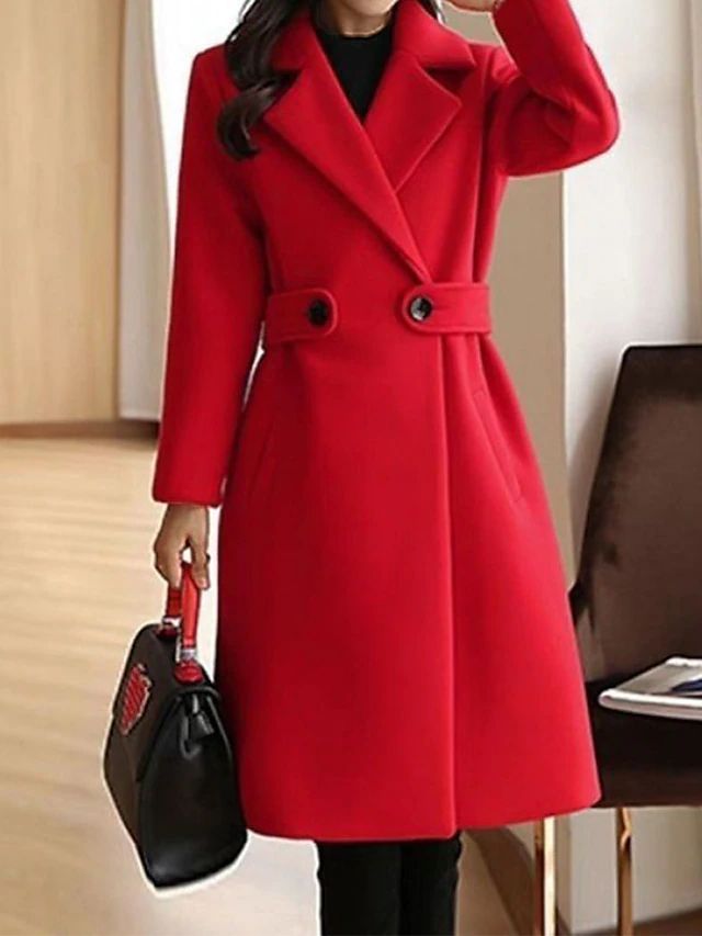 Maevyn | Women's Long Wool Coat Camel Overcoat - Camel - Image 2