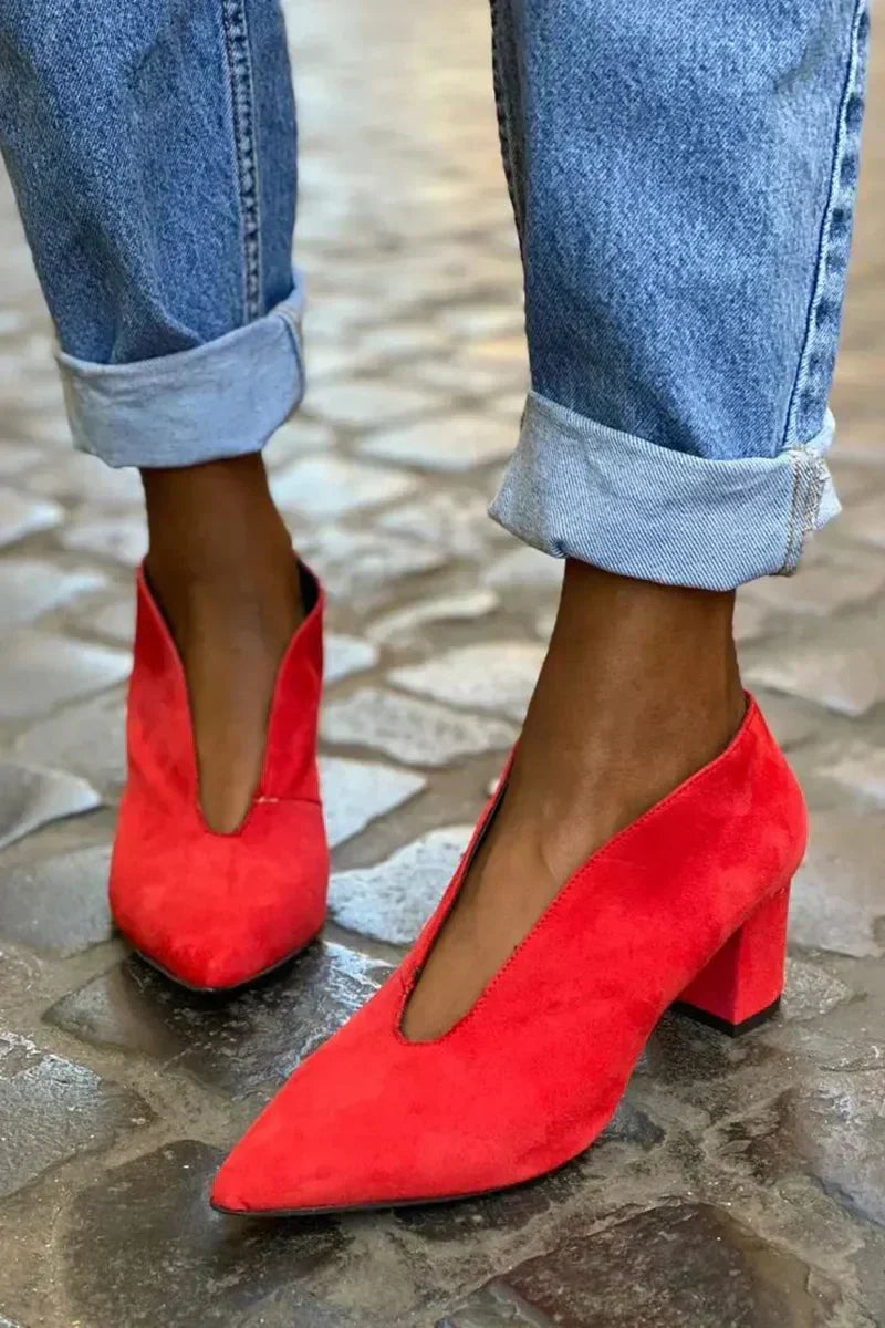 Magnolia | Women's Red Block Heel Pumps - Image 1