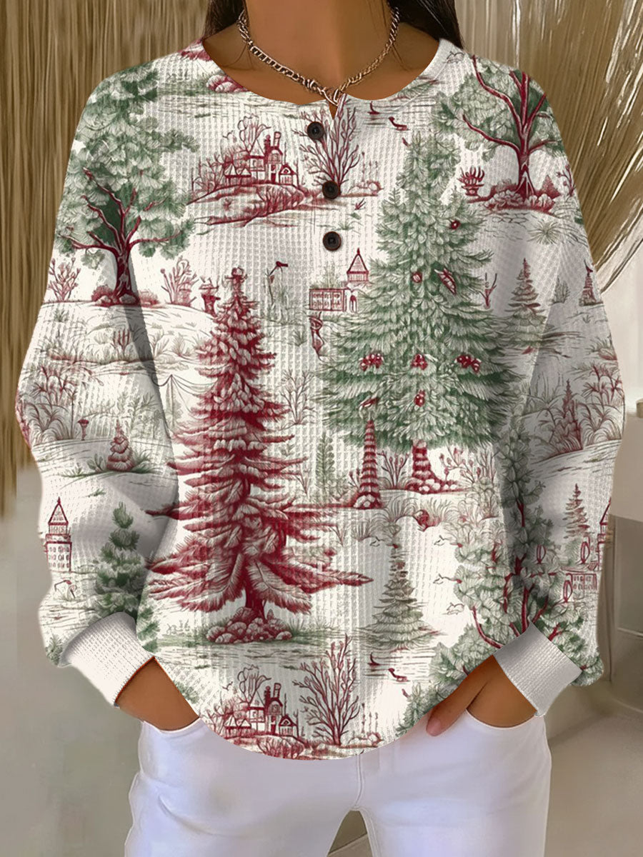 Marcella | Women's Printed Round Neck Long Sleeve Blouse - Image 1