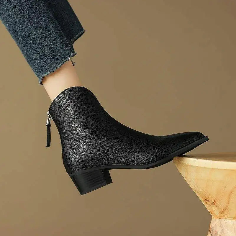 Marilena | Women's Brown Block Heel Ankle Boots - Image 2