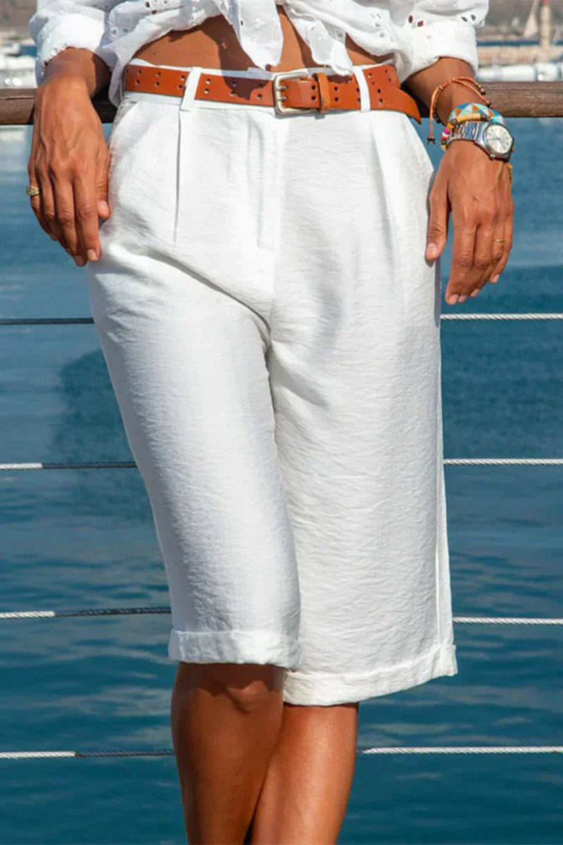 Marisol | Women's High-Rise Bermuda Shorts - White - Image 1