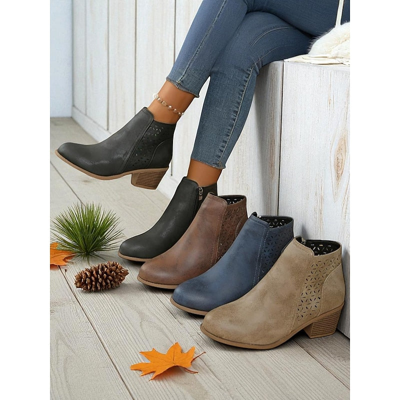 Marveld | Women's Cutout Ankle Boots with Block Heel - Image 1