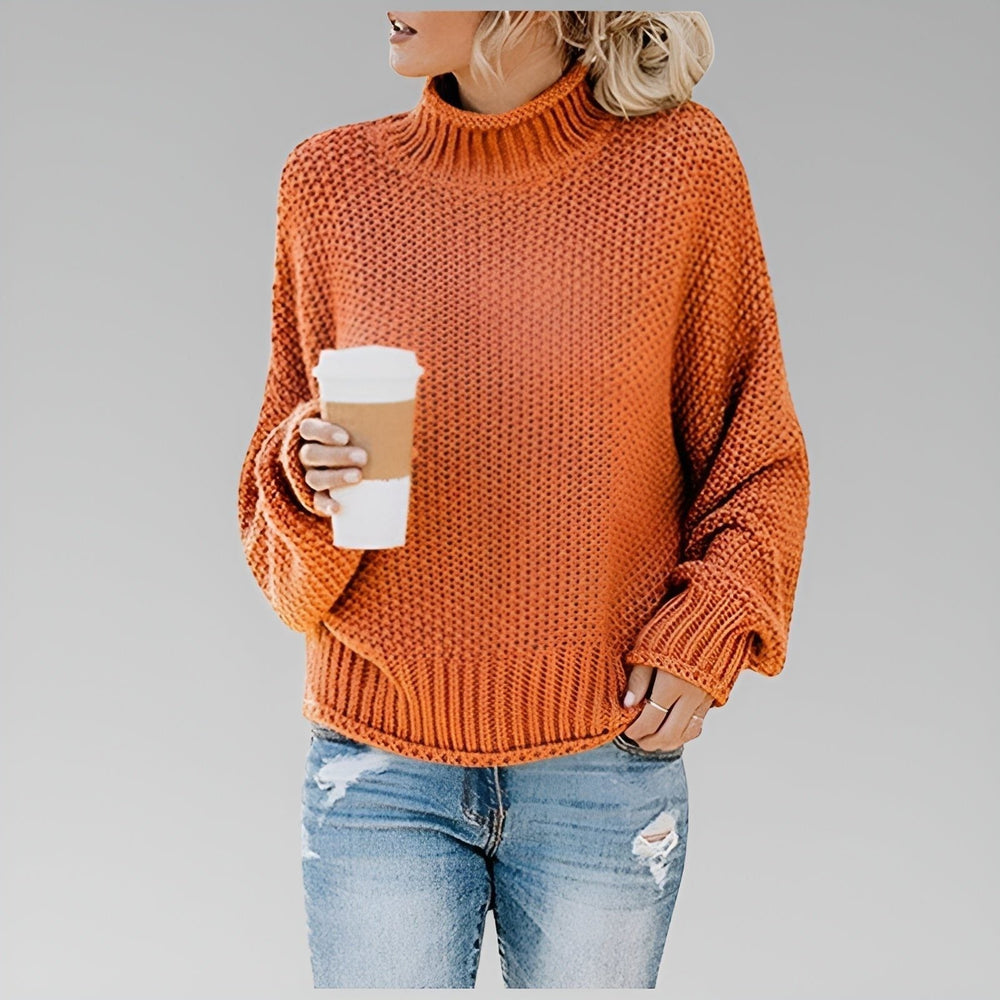 Marvelle | Women's Oversized Chunky Knit Sweater - Taupe - Image 2