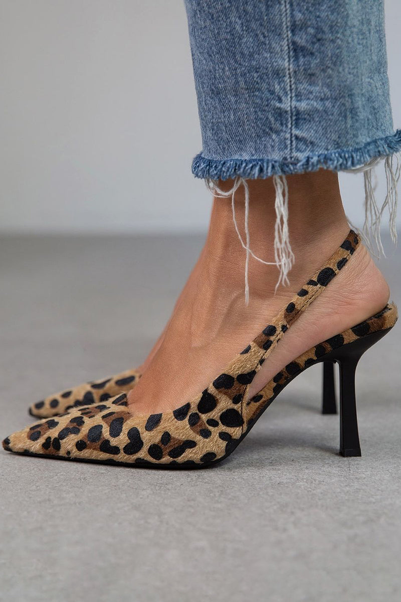 Matilda | Women's Leopard Print Pointed Toe Pumps - Brown - Image 1