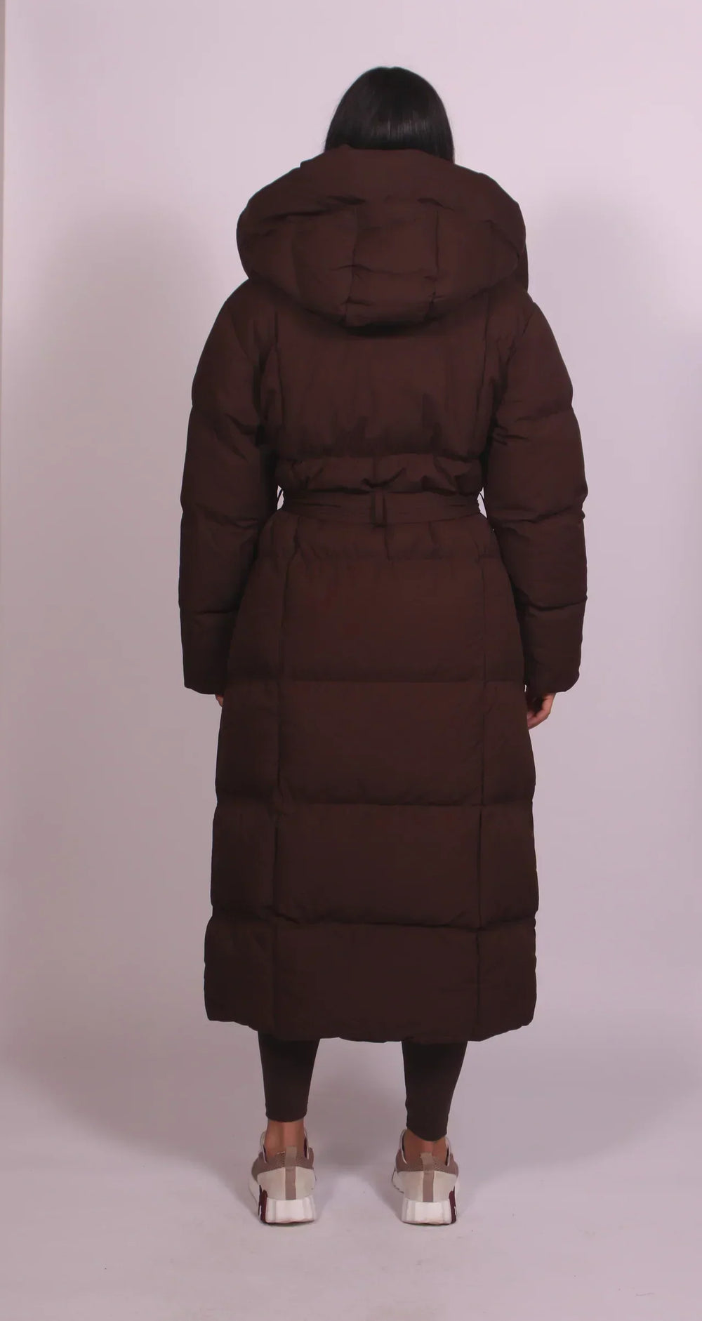 Meridian | Women's Long Hooded Puffer Jacket - Dark Brown - Image 2
